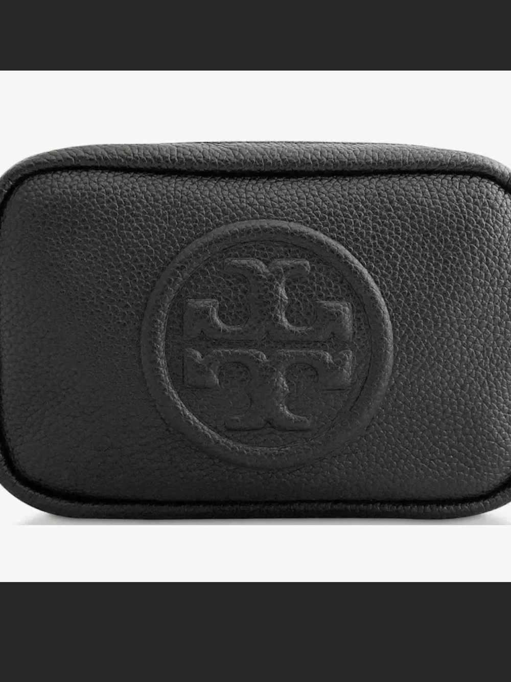 Tory Burch Black Pebbled Leather Zip Pouch